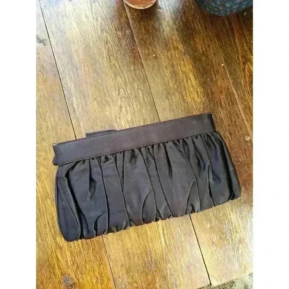Ingber Bow Evening Clutch with‎ coin purse retro chic classic pleated 80s black - Picture 3 of 9